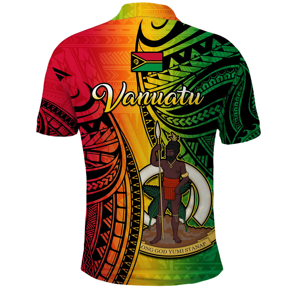 Vanuatu Polo Shirt Luganville Polynesian Reggae Coat Of Arms LT14 - Polynesian Pride