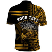 Custom Hawaii Polo Shirt Kakau Warrior Helmet Gradient Gold Polynesian LT14 - Polynesian Pride