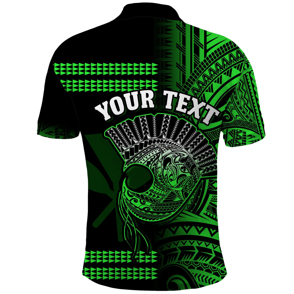 Custom Hawaii Polo Shirt Kakau Warrior Helmet Gradient Green Polynesian LT14 - Polynesian Pride