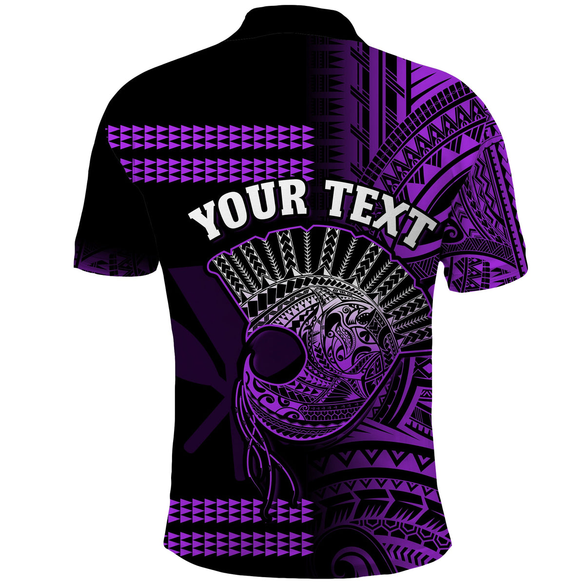 Custom Hawaii Polo Shirt Kakau Warrior Helmet Gradient Purple Polynesian LT14 - Polynesian Pride