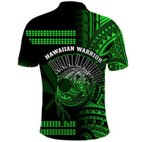 Hawaii Polo Shirt Kakau Warrior Helmet Gradient Green Polynesian LT14 - Polynesian Pride