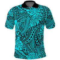 Custom Hawaii Polo Shirt Polynesian Tribal Art Ver.01 LT14 Turquoise - Polynesian Pride