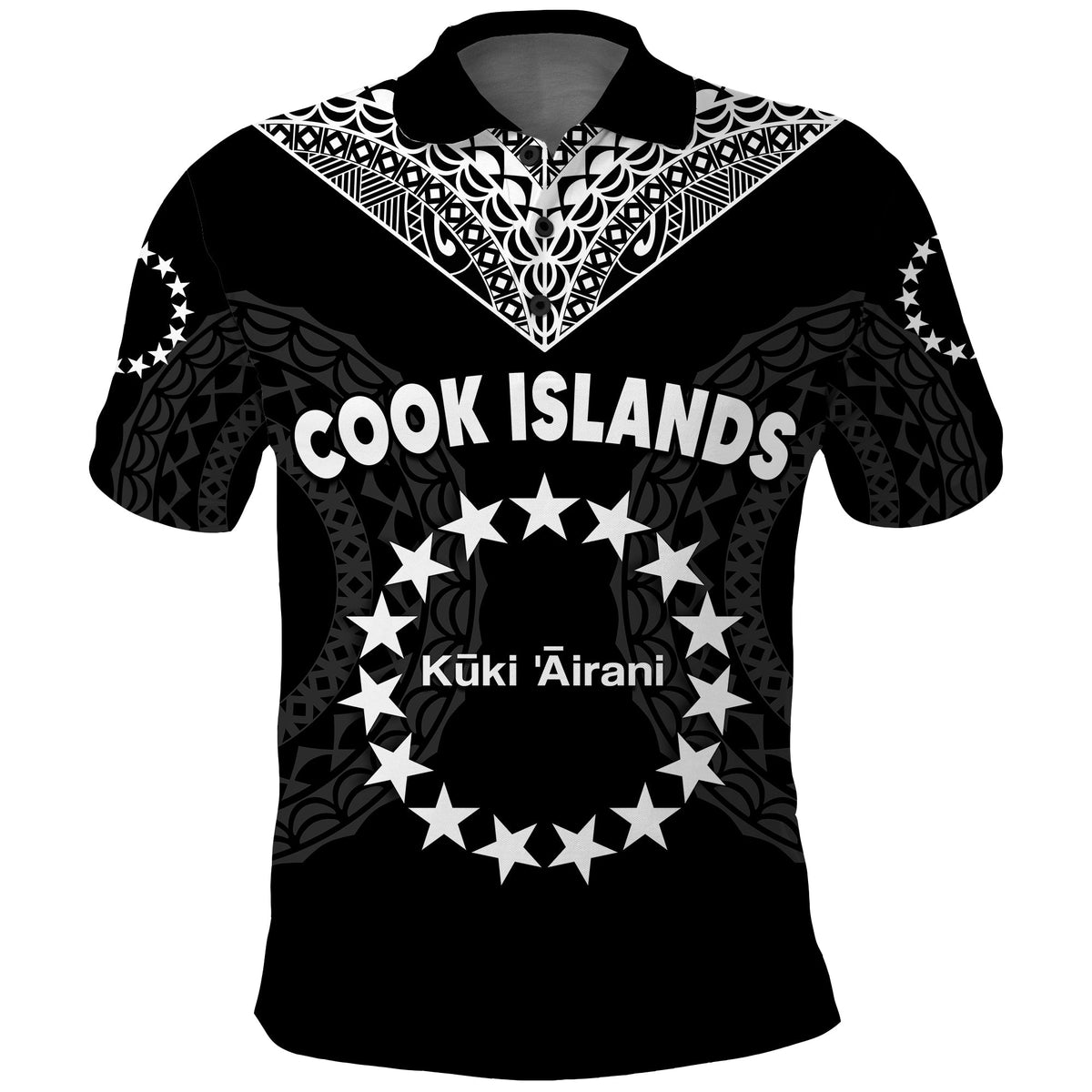 Custom Islands Polo Shirt Circle Pattern Mix Sea Turtle Black Version LT14 - Polynesian Pride