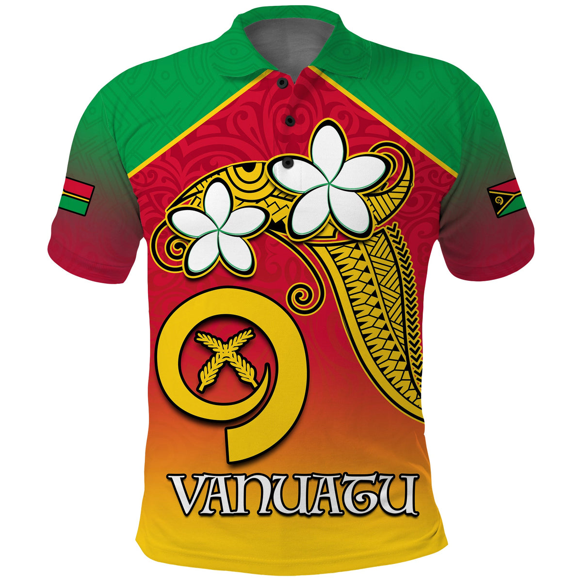 Vanuatu Novelty Polo Shirt Frangipani Tropical Spa Flower LT13 Red - Polynesian Pride