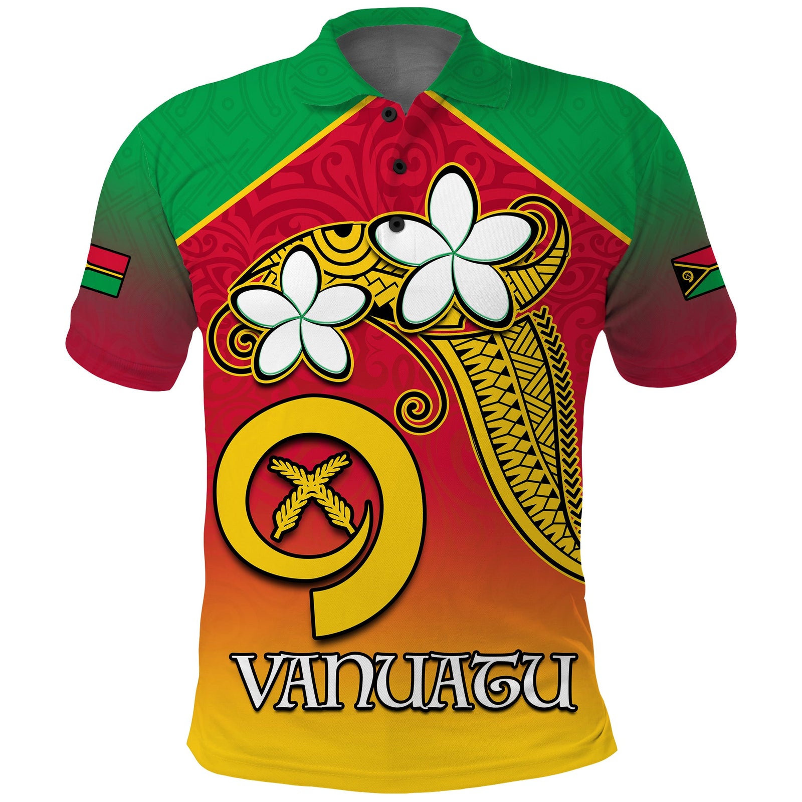Vanuatu Novelty Polo Shirt Frangipani Tropical Spa Flower LT13 Red - Polynesian Pride