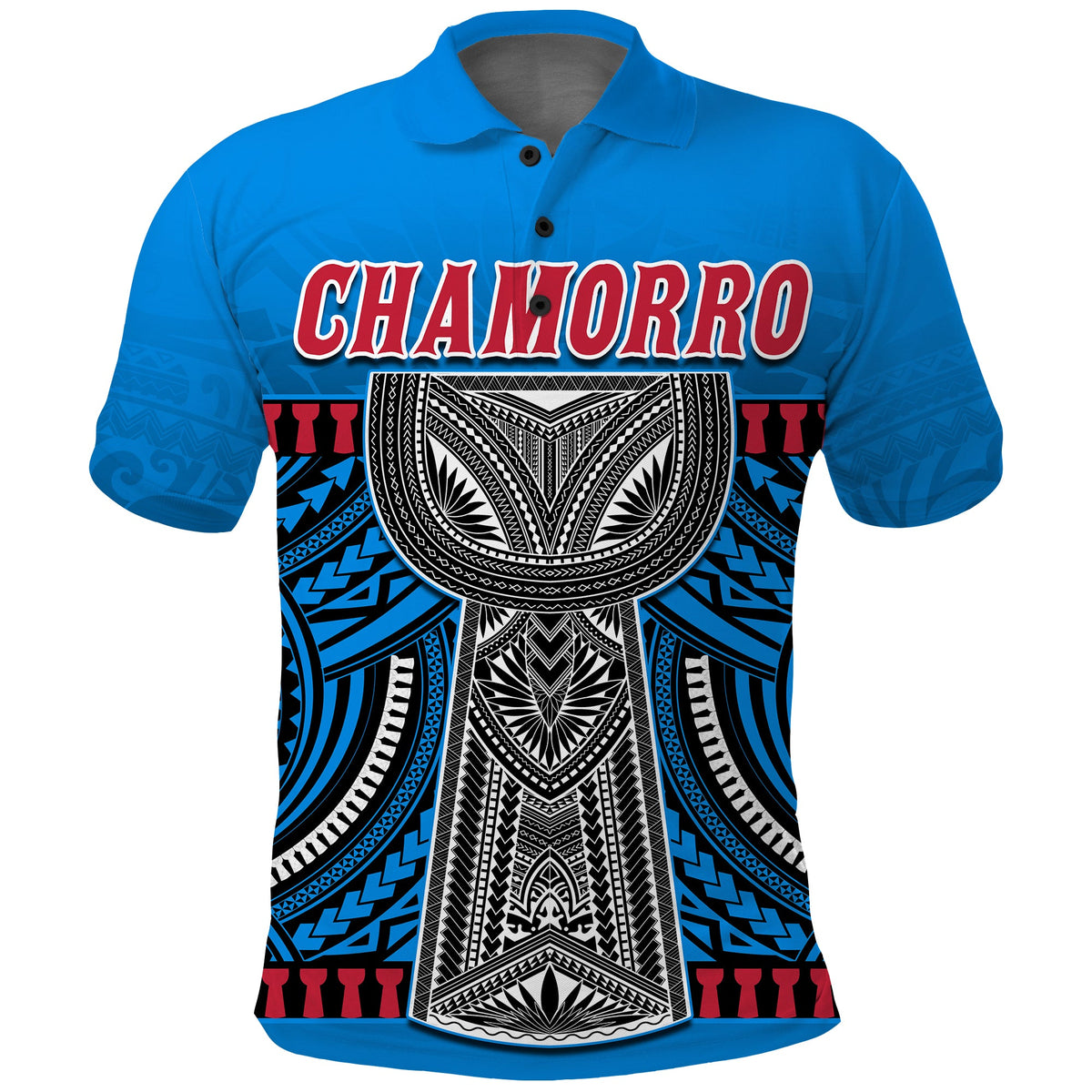 Custom Guam Chamorro Polo Shirt Latte Stone Blue Polynesian Haligi LT13 - Polynesian Pride