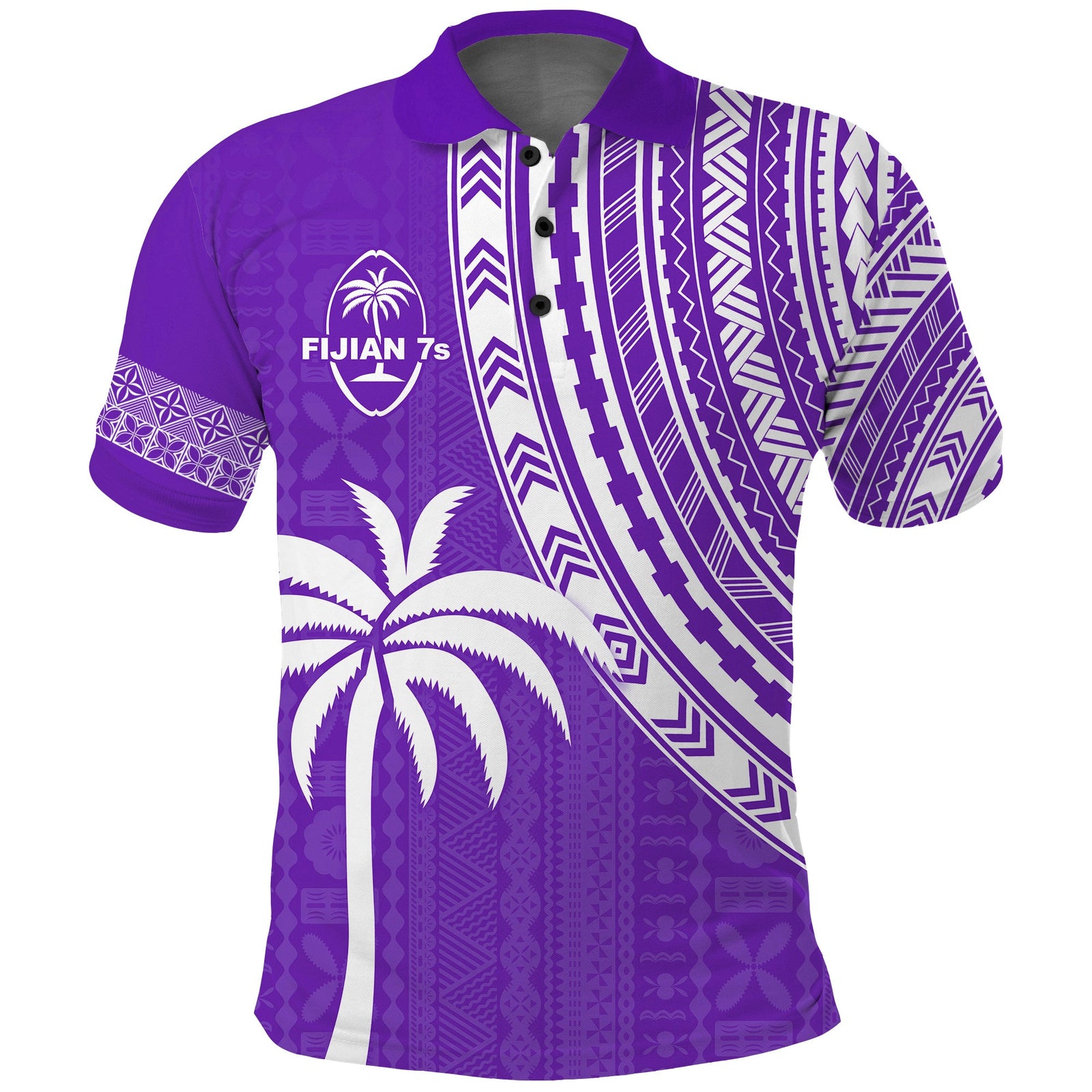 Fiji Rugby Sevens Polo Shirt Fijian 7s Tapa Polynesian Purple LT13 Purple - Polynesian Pride