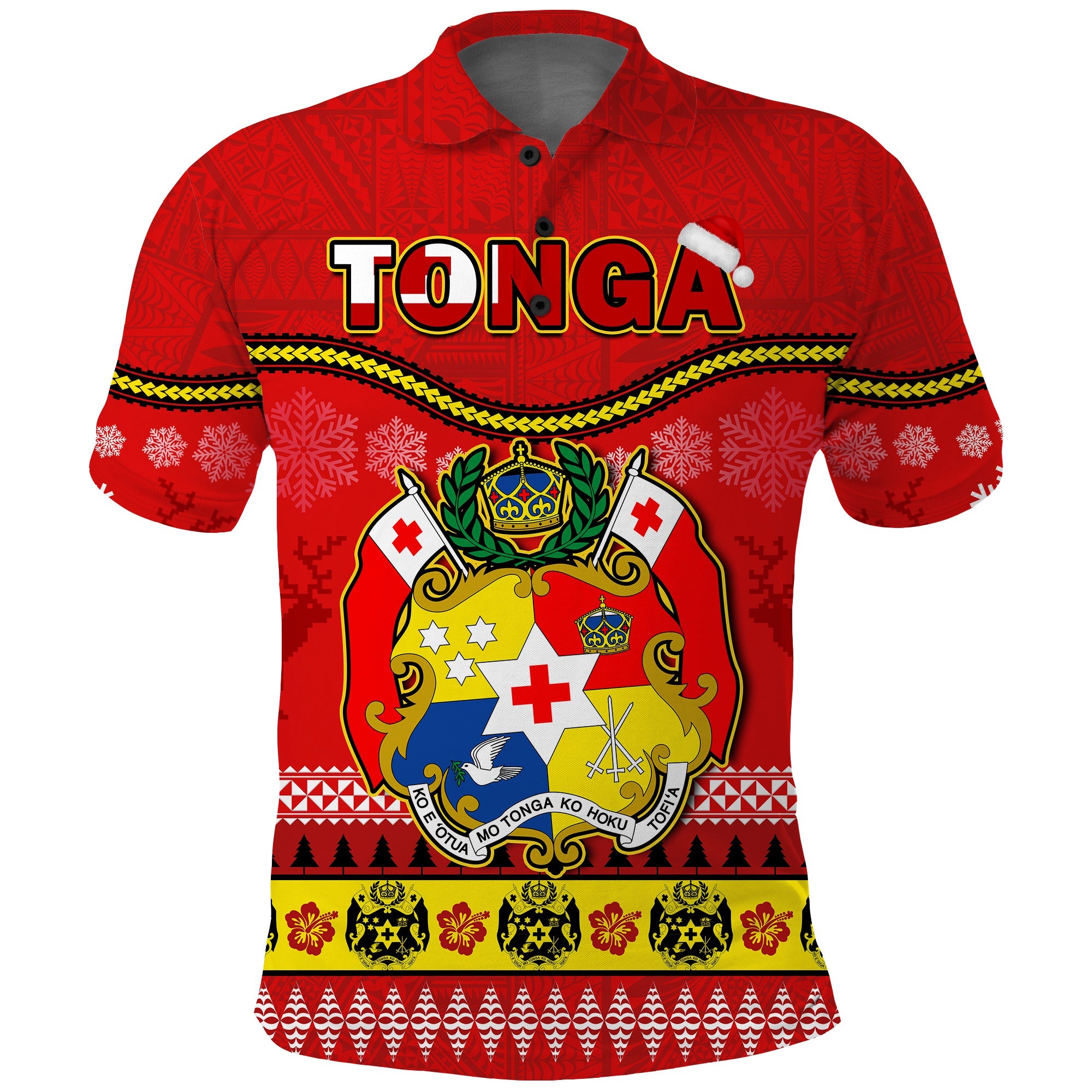 Custom Tonga Christmas Polo Shirt Tongan Ngatu Kilisimasi Fiefia LT14 Red - Polynesian Pride