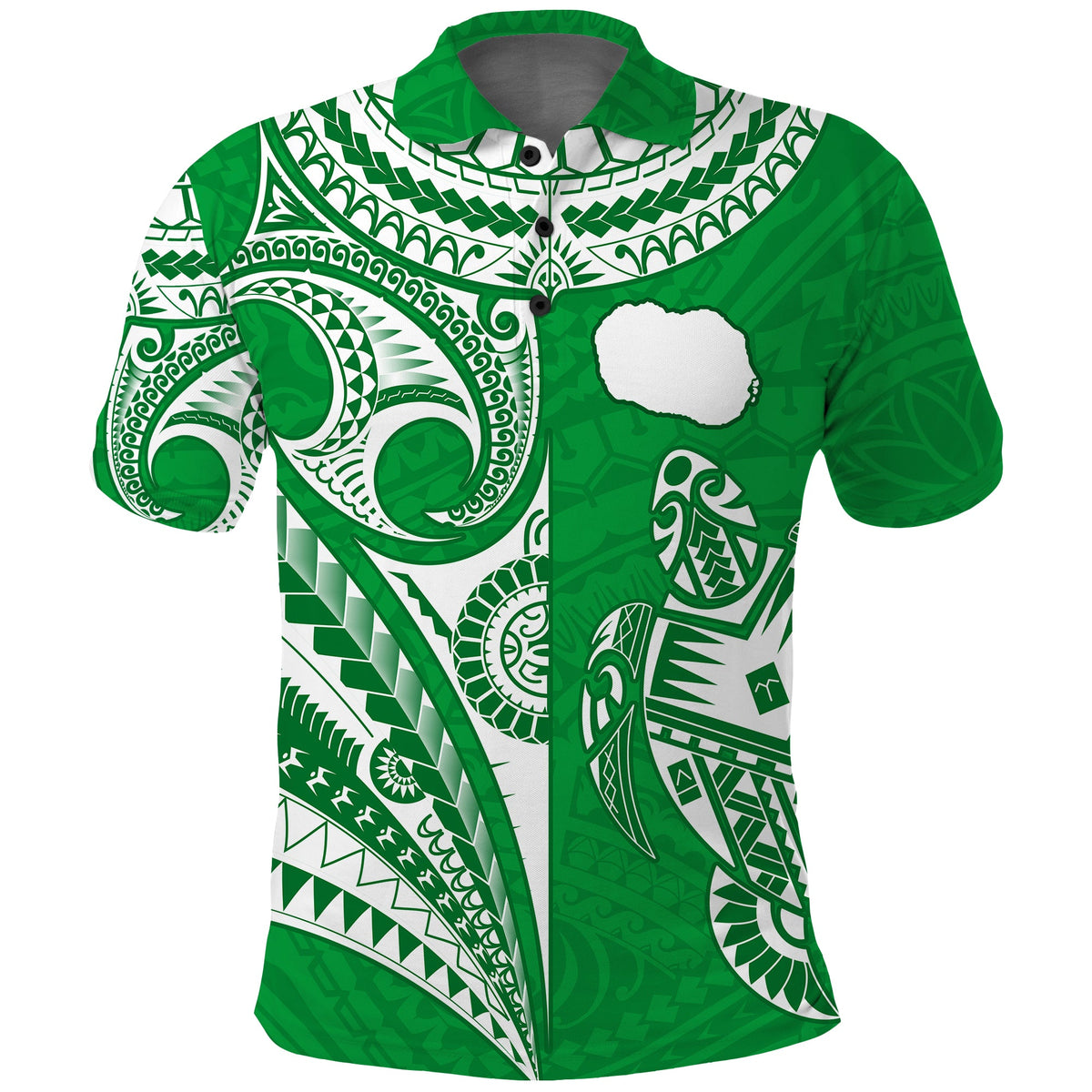 (Custom Text and Number) Rarotonga Cook Islands Polo Shirt Turtle and Map Style Green LT13 - Polynesian Pride
