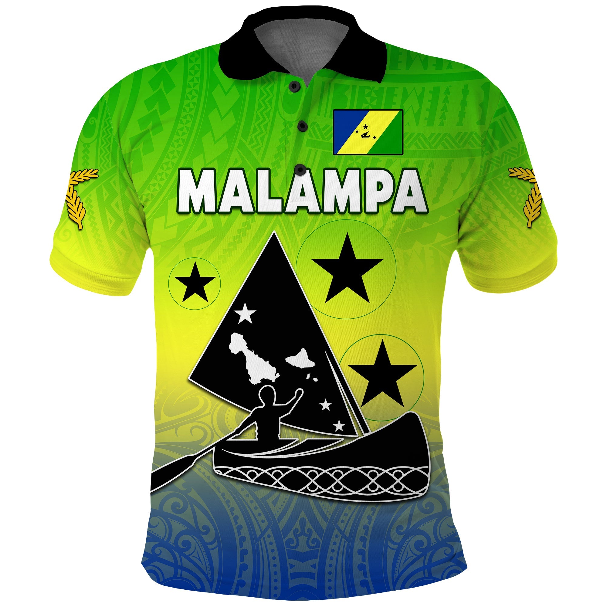 Malampa Province Polo Shirt Native Canoe Mix Vanuatu Pig Tusk Green Version LT14 Adult Green - Polynesian Pride