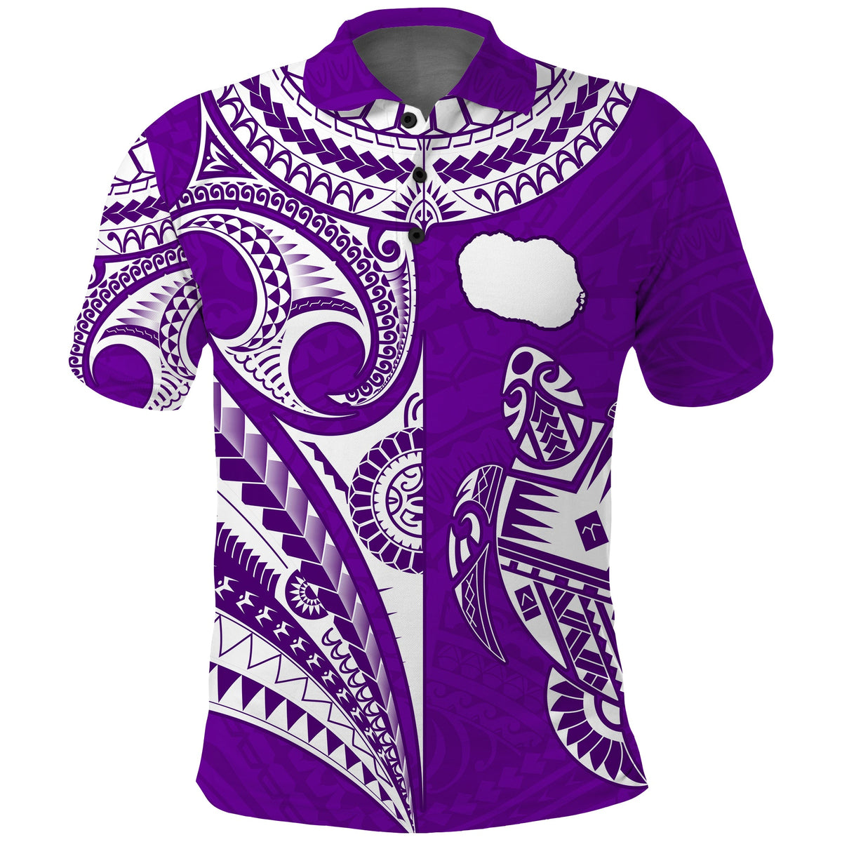(Custom Text and Number) Rarotonga Cook Islands Polo Shirt Turtle and Map Style Purple LT13 - Polynesian Pride