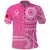 Tonga Breast Cancer Polo Shirt Tongan Ngatu Pattern No One Fights Alone LT14 Adult Pink - Polynesian Pride