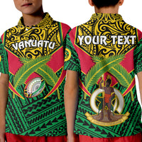 Custom Vanuatu Rugby Polo Shirt KID Coat Of Arms Polynesian Pattern LT14 Kid Green - Polynesian Pride
