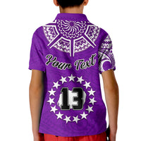 (Custom Text and Number) Rarotonga Cook Islands Polo Shirt Turtle and Map Style Purple LT13 - Polynesian Pride