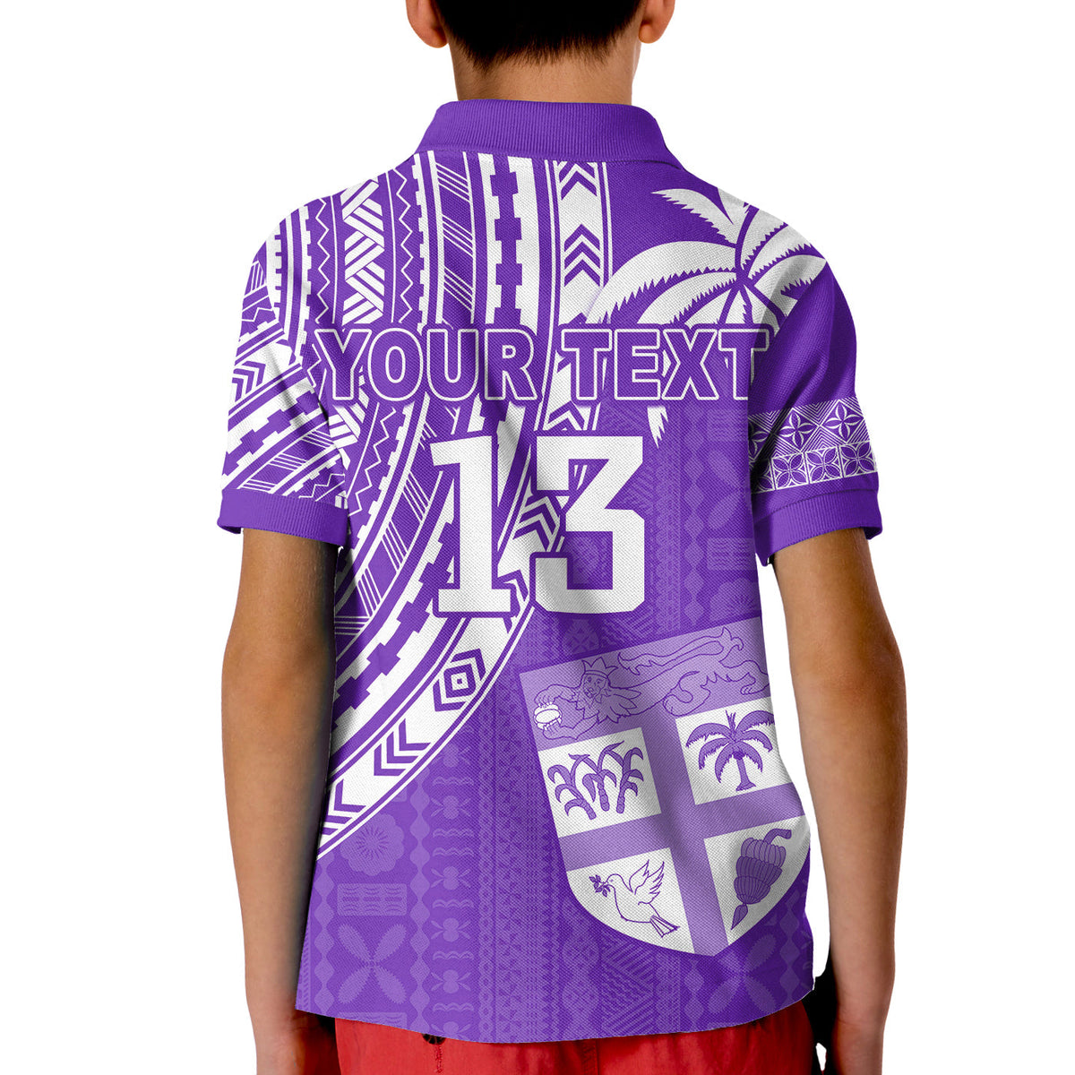 (Custom Text and Number) Fiji Rugby Sevens Polo Shirt Fijian 7s Tapa Polynesian Purple LT13 - Polynesian Pride