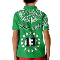 (Custom Text and Number) Rarotonga Cook Islands Polo Shirt Turtle and Map Style Green LT13 - Polynesian Pride