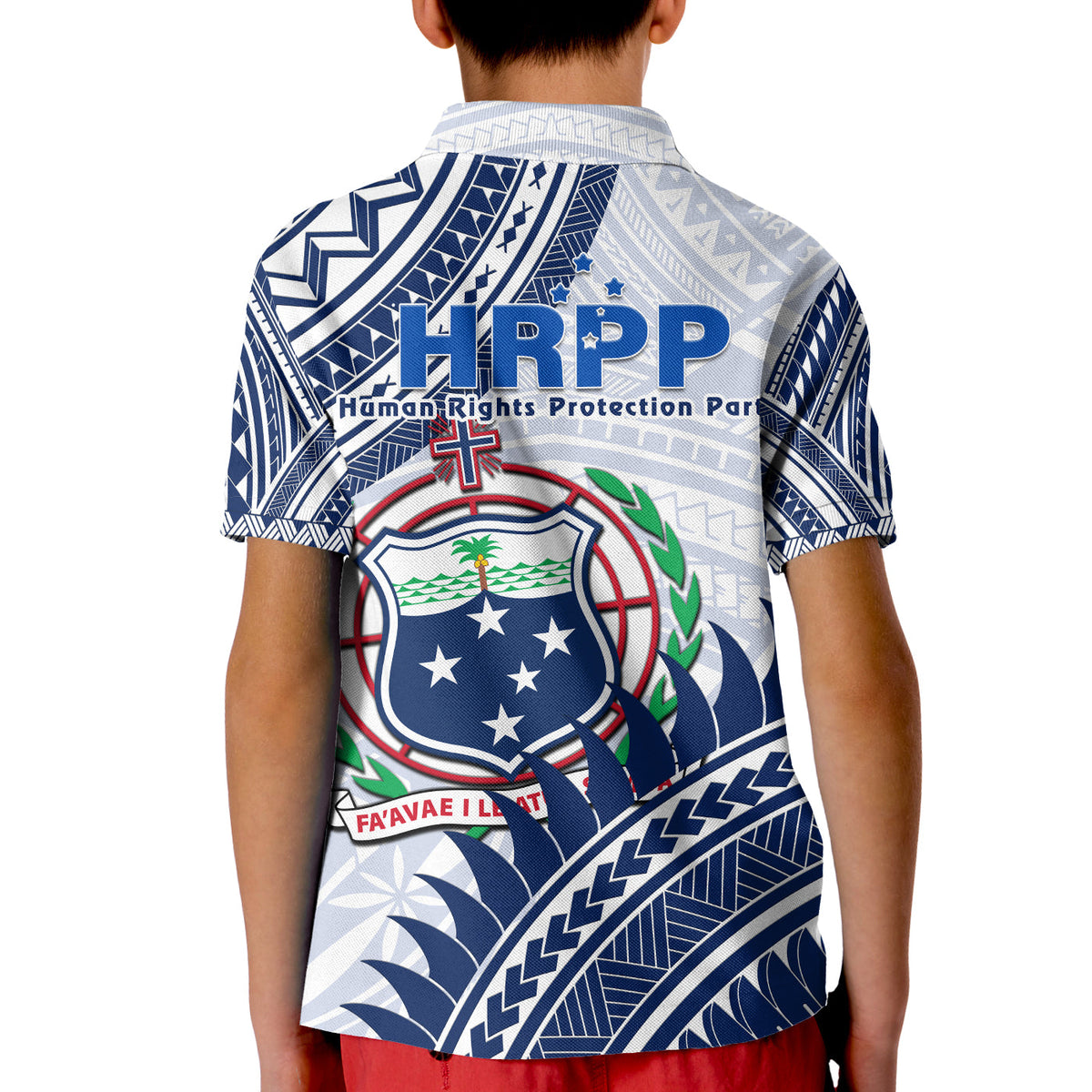 HRPP Samoa Polo Shirt KID Samoan Coat Of Arms Polynesian Pattern LT14 - Polynesian Pride