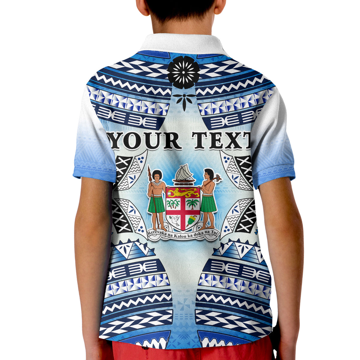 Personalised Fiji Polo Shirt KID Kaiviti Fijian Special Tapa Pattern LT14 - Polynesian Pride