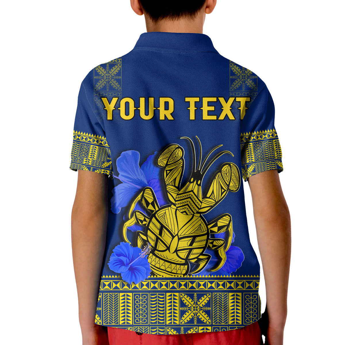 Custom Niue Polo Shirt Happy Constitution Day Niuean Hiapo Crab With Map LT14 - Polynesian Pride