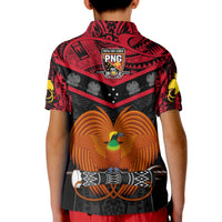 Papua New Guinea Rugby Polo Shirt KID PNG Kumuls Bird Of Paradise Black LT14 - Polynesian Pride