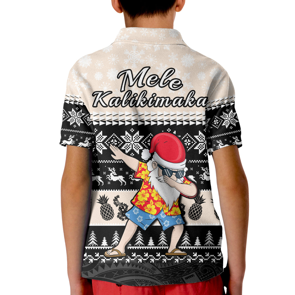 Hawaii Mele Kalikimaka Polo Shirt Dabbing Santa Black Merry Christmas LT14 - Polynesian Pride