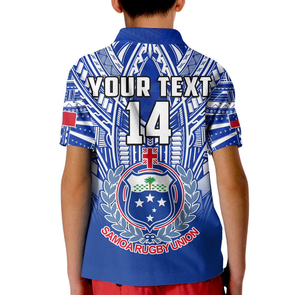 (Custom Text and Number) Samoa Rugby Polo Shirt Manu Samoa 7s Ginger Blue Polynesian LT14 - Polynesian Pride