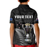 (Custom Personalised) New Zealand 2022 Rugby Polo Shirt KID Black Fern Proud Champions RWC LT14 - Polynesian Pride