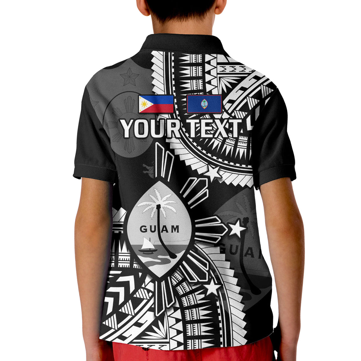 Custom Guam Philippines Polo Shirt Guaman Filipinas Together Black LT14 - Polynesian Pride