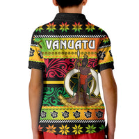 Vanuatu Christmas Polo Shirt KID Pig Tusk Polynesian Joyeux Noel Flag Art LT14 - Polynesian Pride