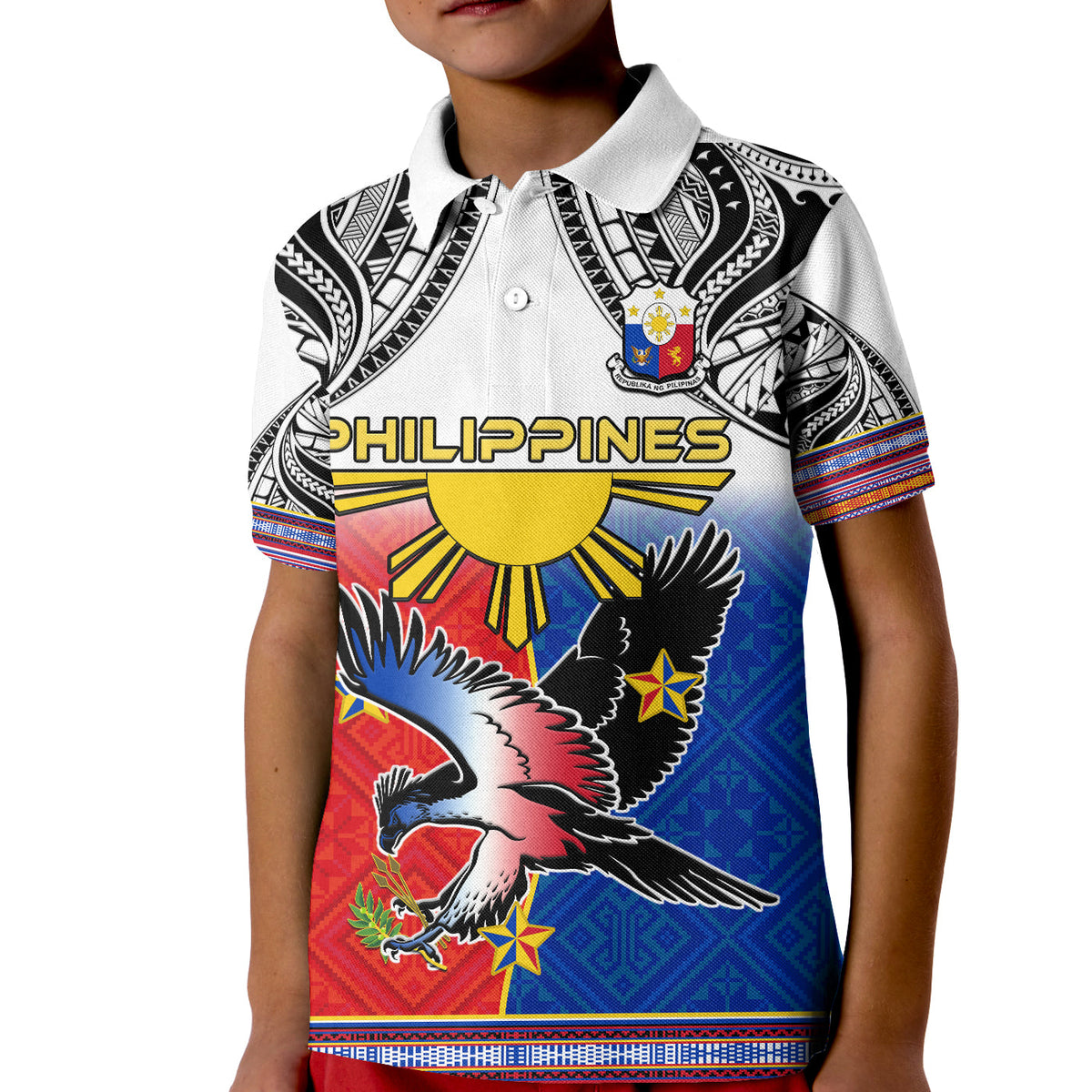 Custom Philippines Polo Shirt Polynesian Filipino Pattern With Eagle LT14 - Polynesian Pride