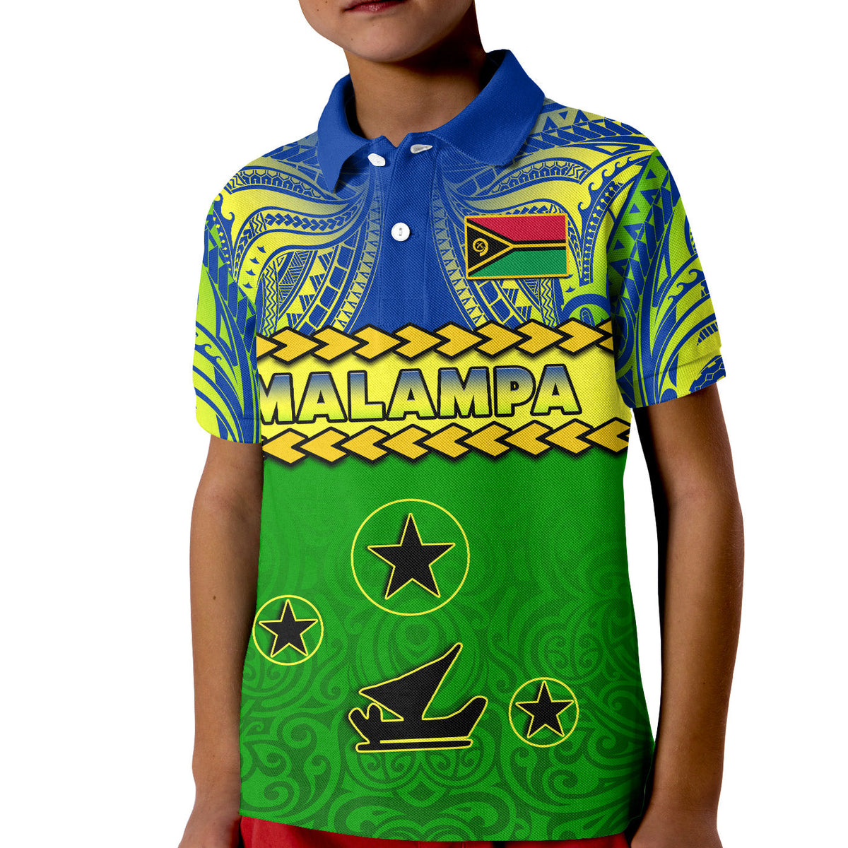 (Custom Personalised) Malampa Province Polo Shirt KID Vanuatu Pig Tusk Polynesian Flag Style LT14 - Polynesian Pride