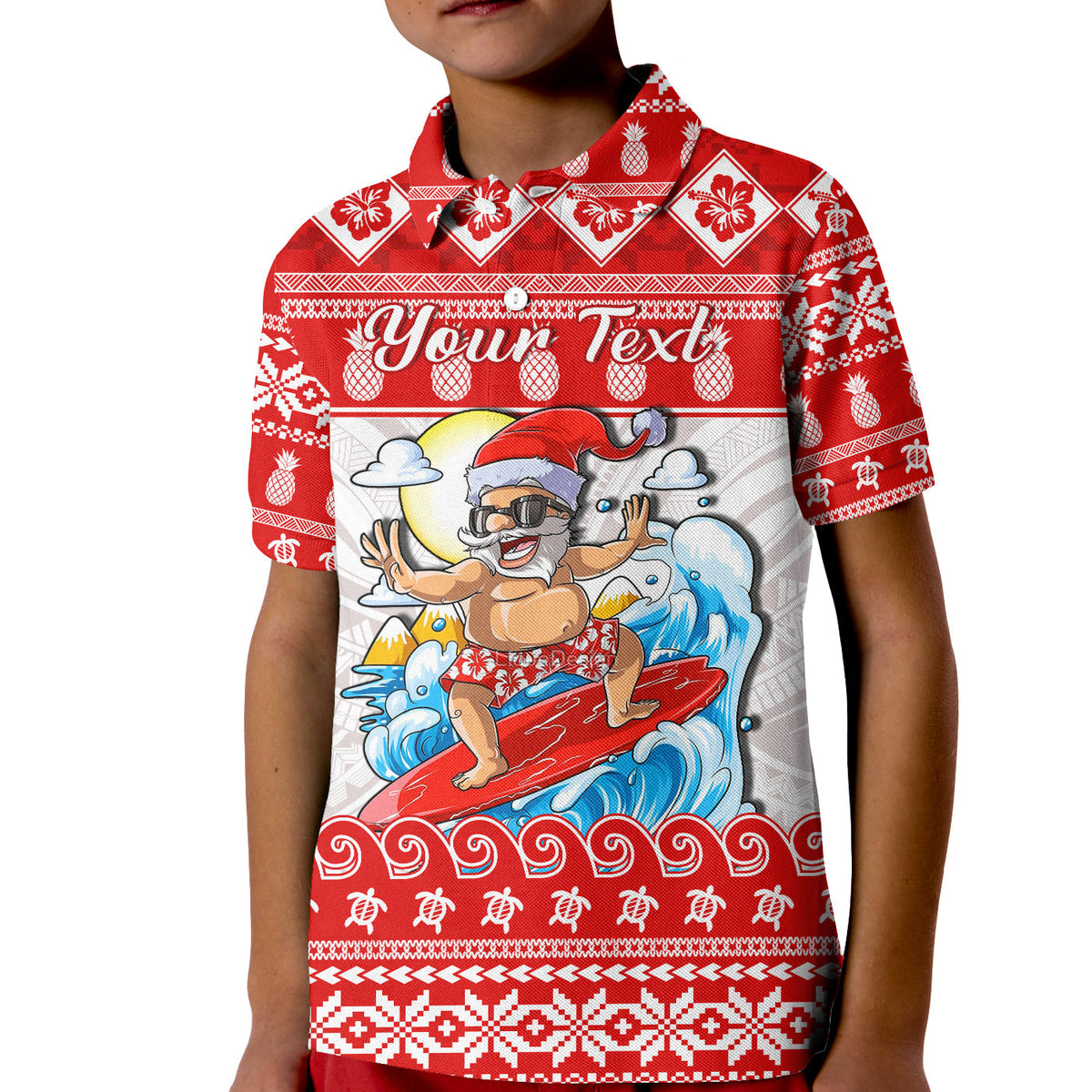 Custom Hawaii Christmas Polo Shirt Surfing Santa Mele Kalikimaka Polynesian LT14 - Polynesian Pride