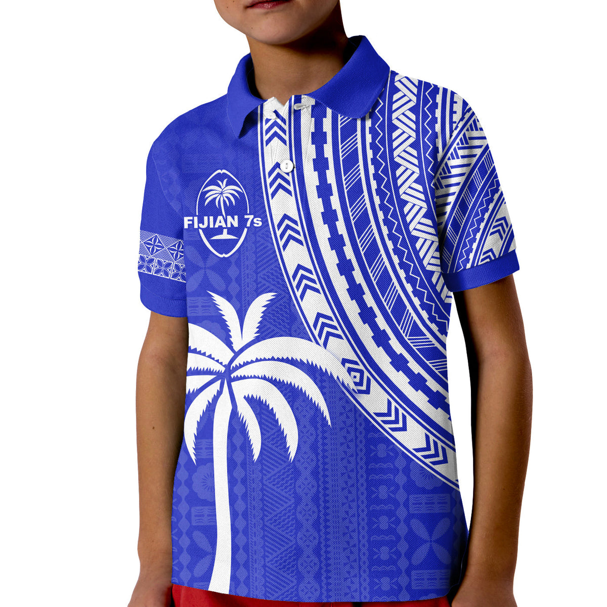 (Custom Text and Number) Fiji Rugby Sevens Polo Shirt Fijian 7s Tapa Polynesian Blue Ver.02 LT13 - Polynesian Pride