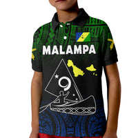 (Custom Personalised) Malampa Province Polo Shirt KID Native Canoe Mix Vanuatu Pig Tusk Black Version LT14 - Polynesian Pride