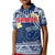 Samoa Polo Shirt Samoan Plumeria Flowers Mix Polynesian Pattern LT14 Kid Blue - Polynesian Pride