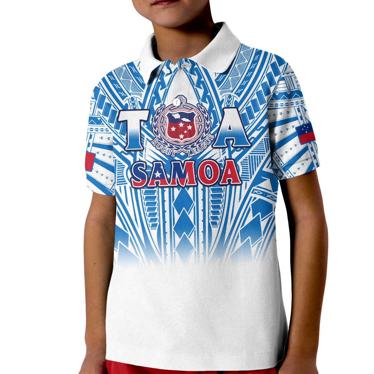 (Custom Text and Number) Samoa Rugby Polo Shirt Personalise Toa Samoa Polynesian Pacific White Version LT14 - Polynesian Pride