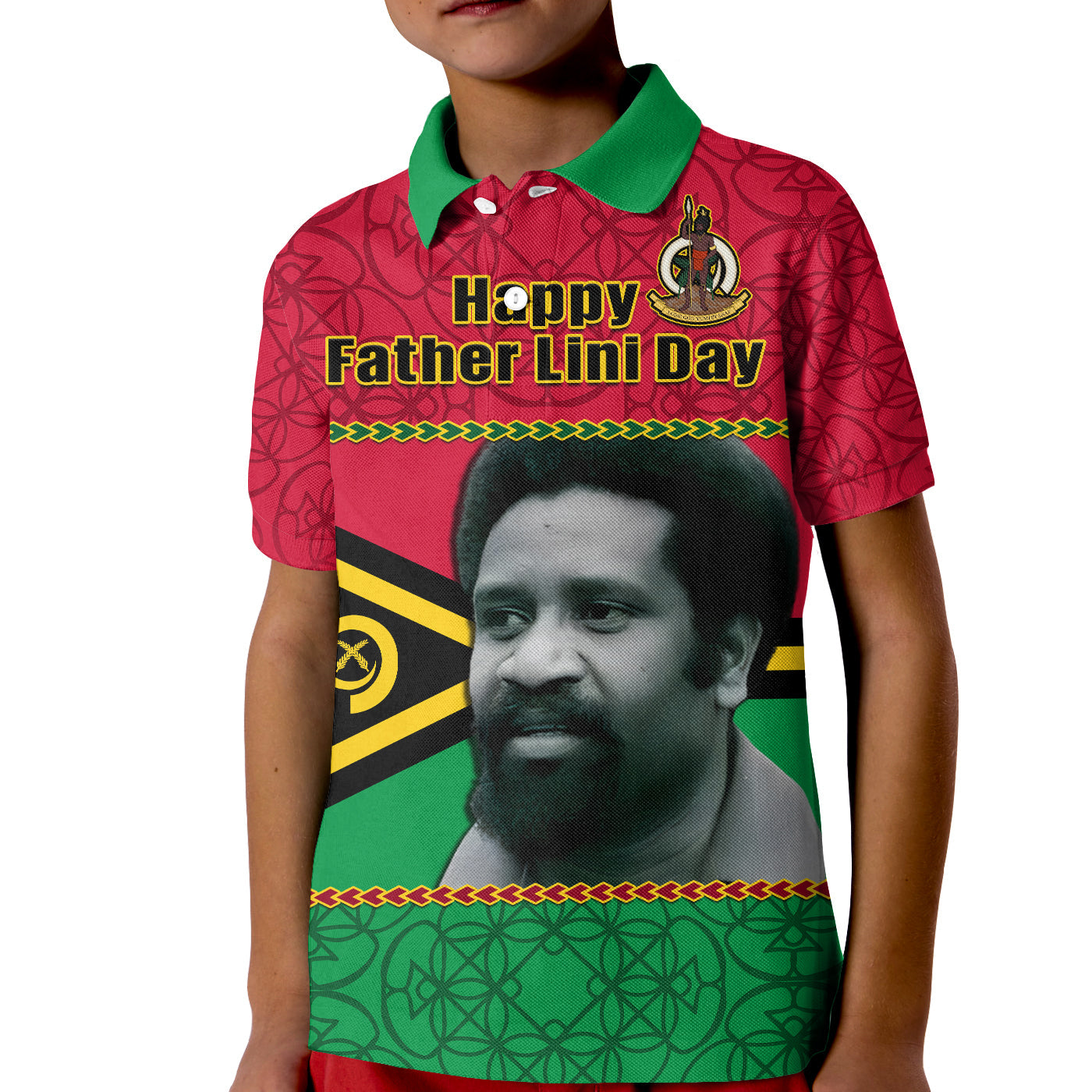 Vanuatu Polo Shirt KID Vanuatuan Flag Sand Drawing Happy Father Lini Day LT14 Kid Red - Polynesian Pride