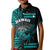 Hawaii Polo Shirt KID Kakau Warrior Helmet Gradient Turquoise Polynesian LT14 Kid Turquoise - Polynesian Pride