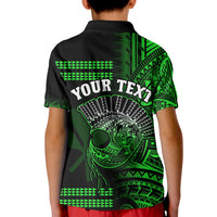 (Custom Personalised) Hawaii Polo Shirt KID Kakau Warrior Helmet Gradient Green Polynesian LT14 - Polynesian Pride