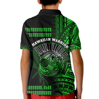 Hawaii Polo Shirt KID Kakau Warrior Helmet Gradient Green Polynesian LT14 - Polynesian Pride