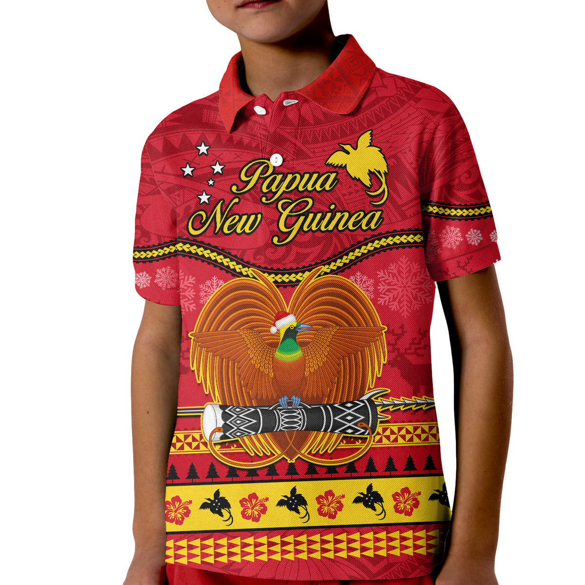Papua New Guinea Christmas Polo Shirt Bird Of Paradise Bikpela Hamamas Blong Dispela Krismas LT14 - Polynesian Pride