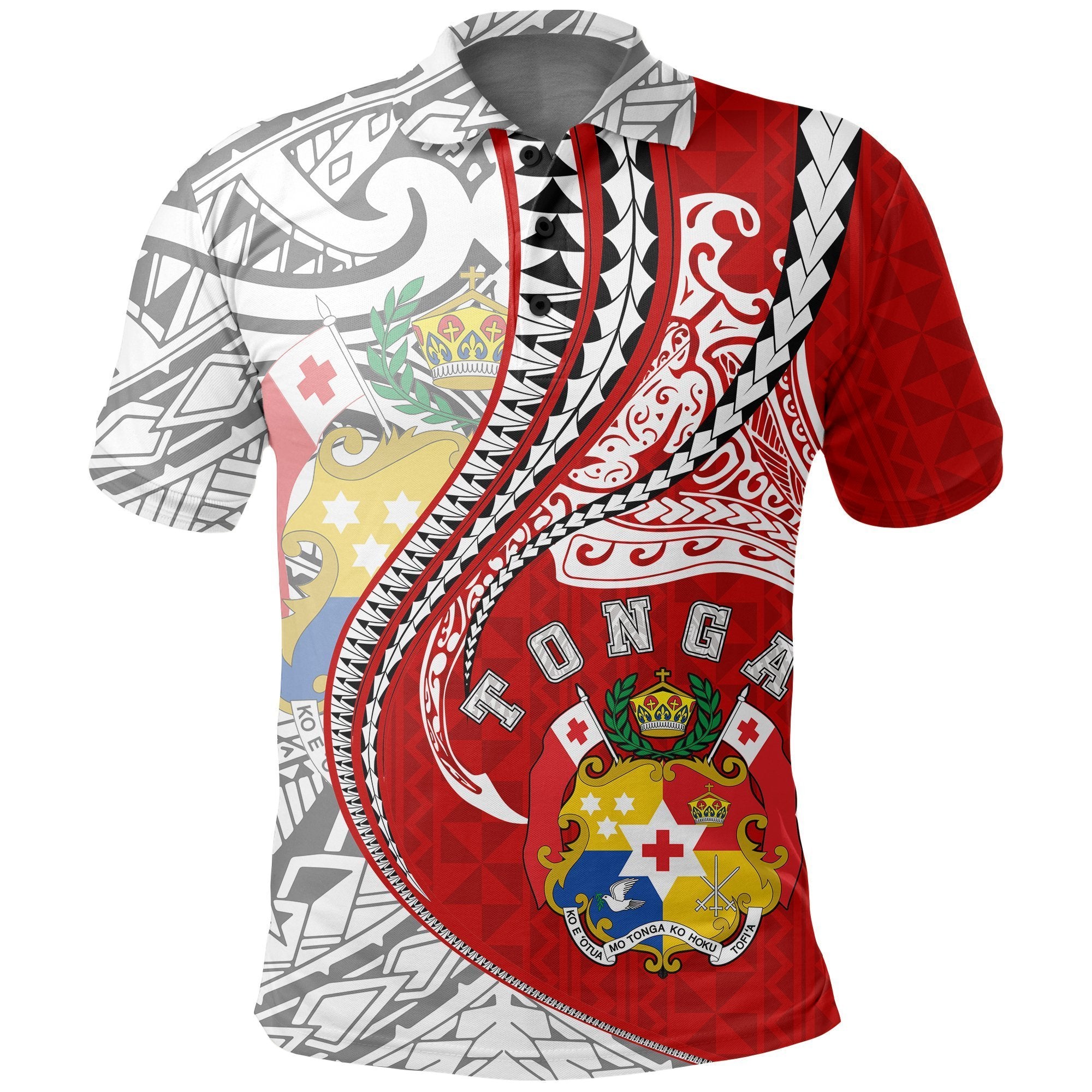 Tonga Polo Shirt Tongan Coat Of Arms Kanaloa Tatau Gen TO Unisex Black - Polynesian Pride