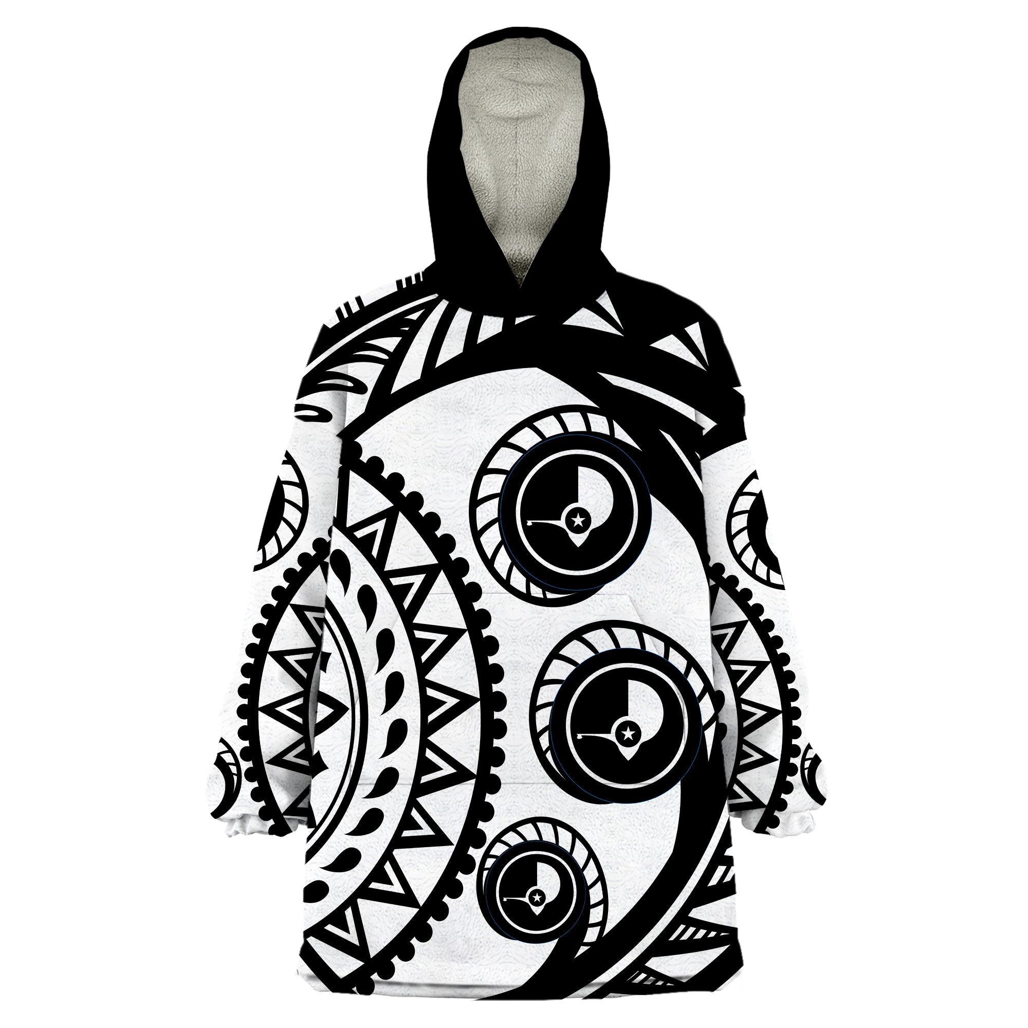 Yap Wearable Blanket Pingelap Flag With Round Black White Pattern LT9 Unisex One Size - Polynesian Pride