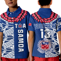 Custom Personalise Text and Number Toa Samoa Rugby Polo Shirt Siamupini Ula Fala Blue LT13 - Polynesian Pride