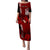 (Custom Personalised) New Caledonia Puletasi Dress Nautilus Red Polynesian Hibiscus LT13 Long Dress Red - Polynesian Pride