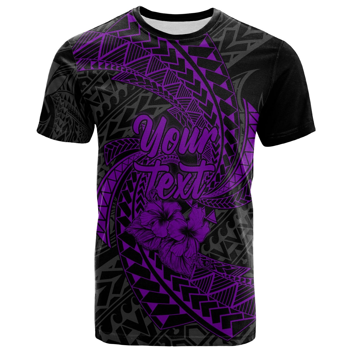 Polynesian Hawaii Custom T Shirt Purple Spiral Pattern Hibiscus Unisex PURPLE - Polynesian Pride