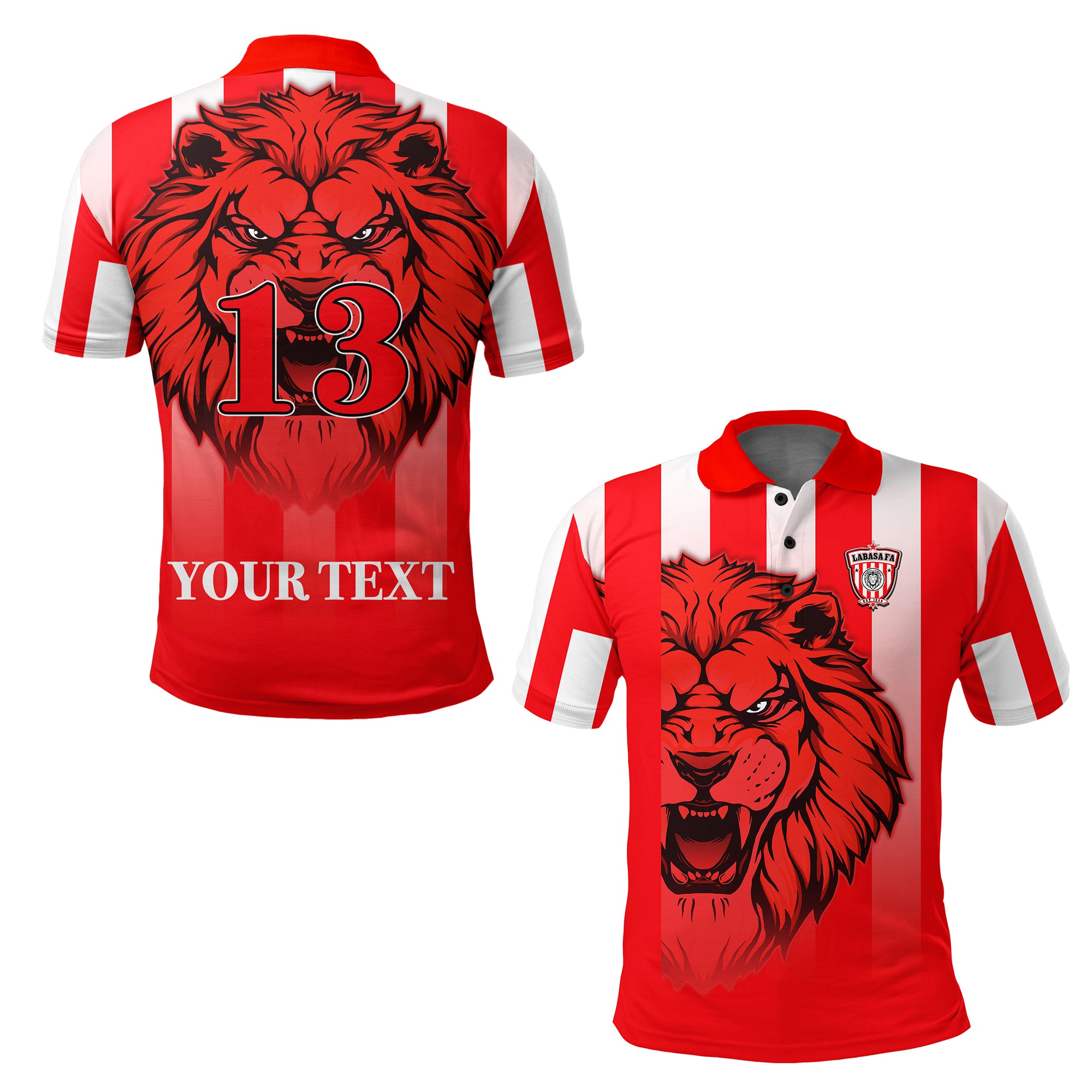 Custom LABASA FA Polo Shirt Football Fijian Custom Text and Number LT13 Unisex Red - Polynesian Pride