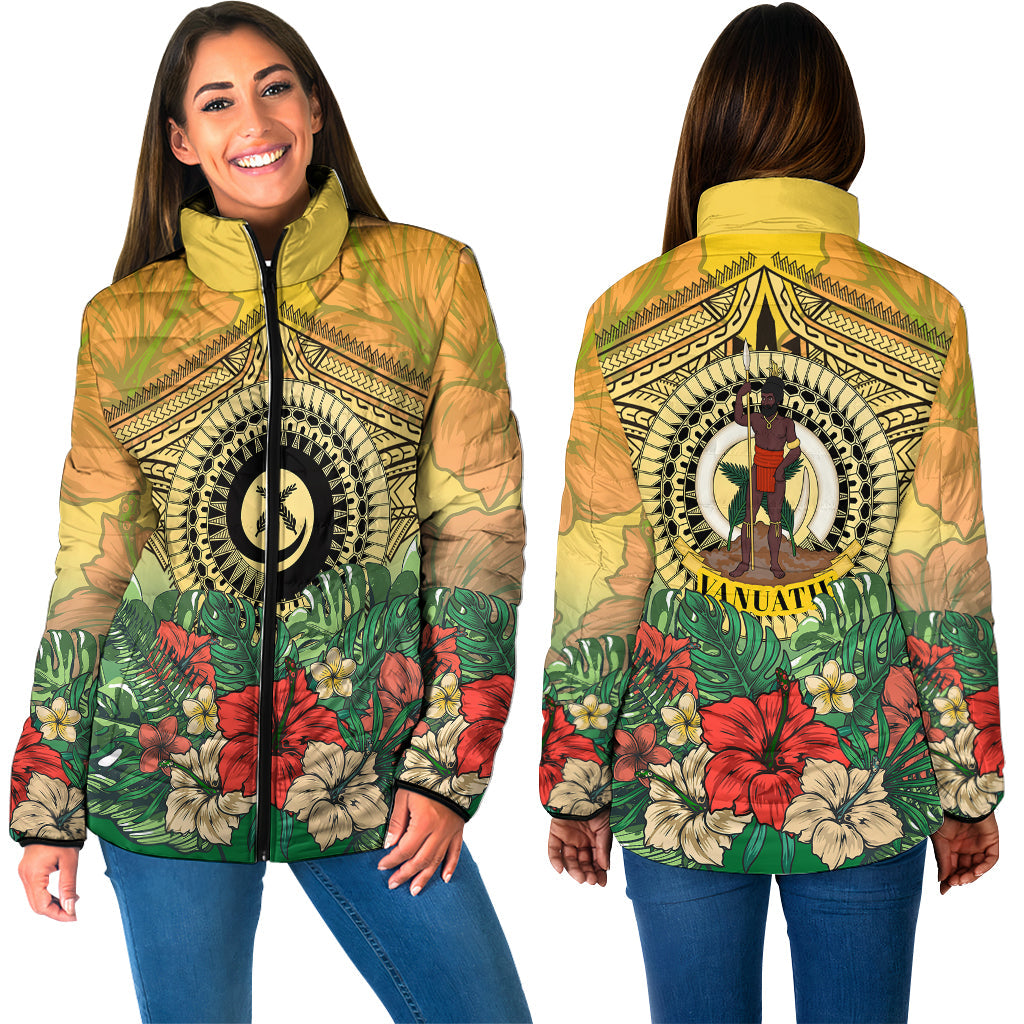 Vanuatu Polynesian Hibiscus Padded Jackets LT10 Unisex Yellow - Polynesian Pride