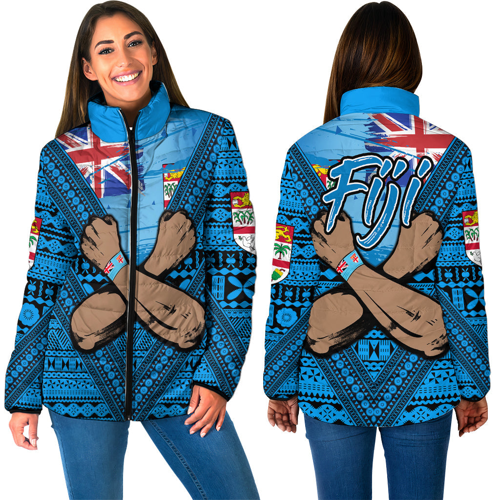 Fiji Bula Flag Padded Jackets LT10 Unisex Blue - Polynesian Pride