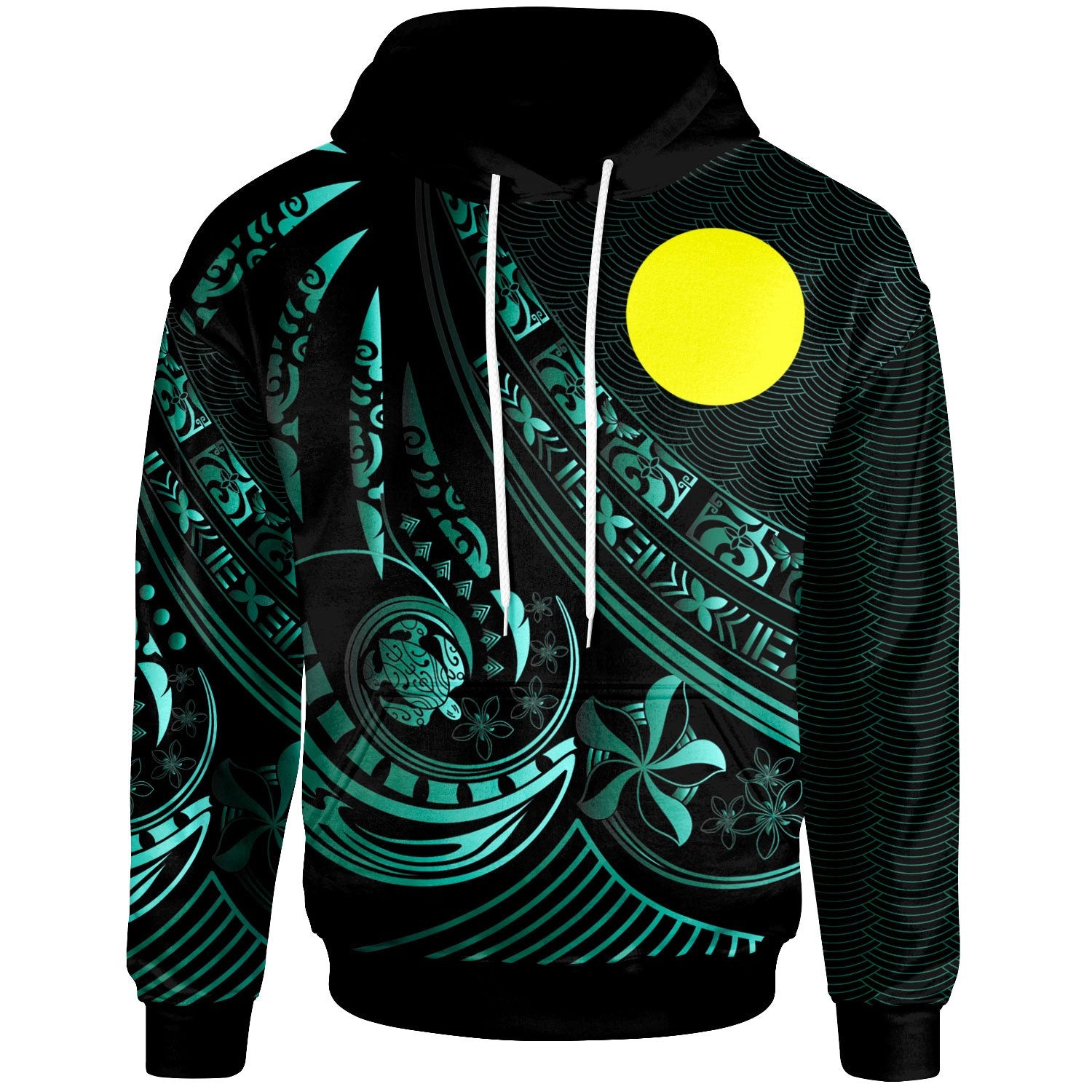 Palau Hoodie The Flow of The Ocean Unisex Green - Polynesian Pride